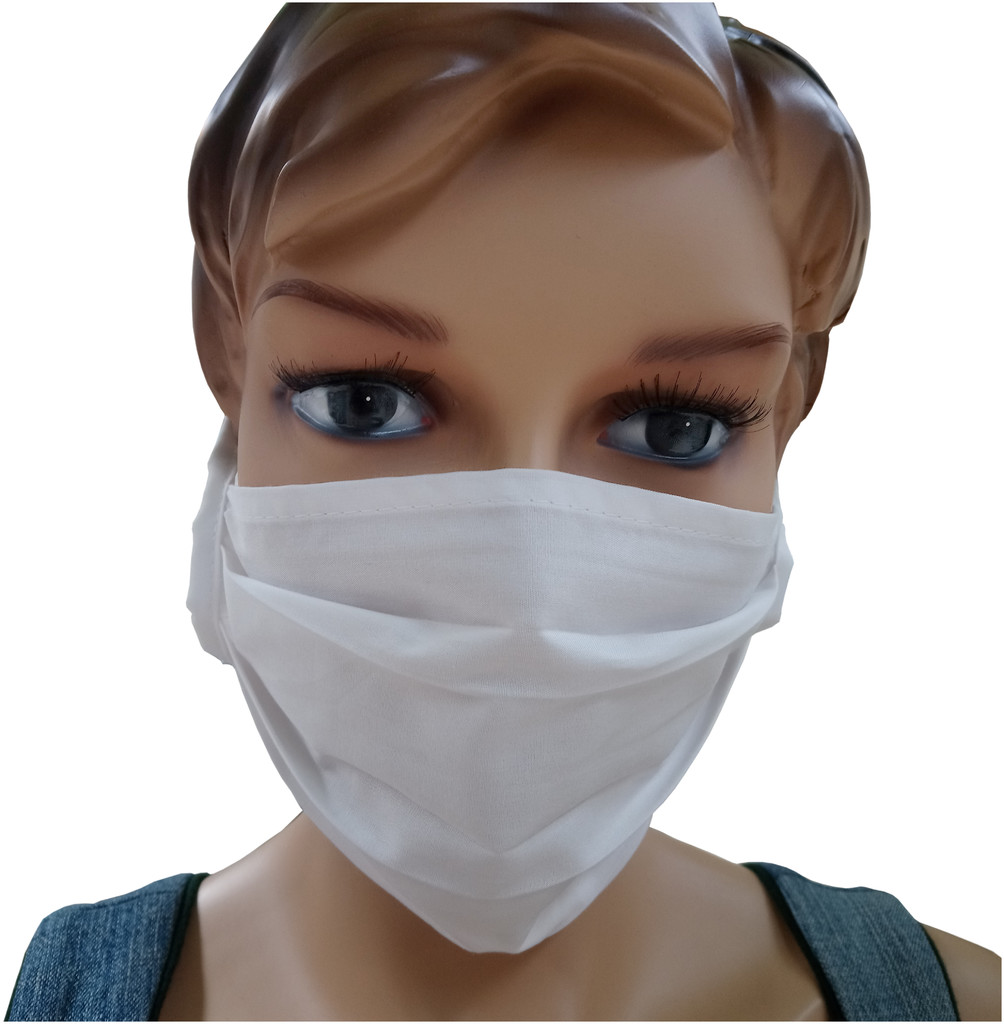 Mund-Nasen-Maske aus Baumwolle mit Stoffband, weiß kaufen | Valsona.de